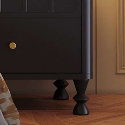 Contemporary Retro Square Rectangular Rubberwood Solid Wood Plywood Nightstand 2-Drawer For Bedroom