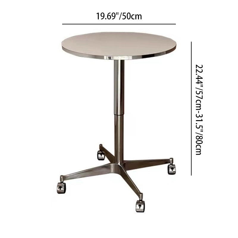 Modern Minimalist Round Oriented Strand Board Aluminum Alloy Height Adjustable Coffee Table For Living Room
