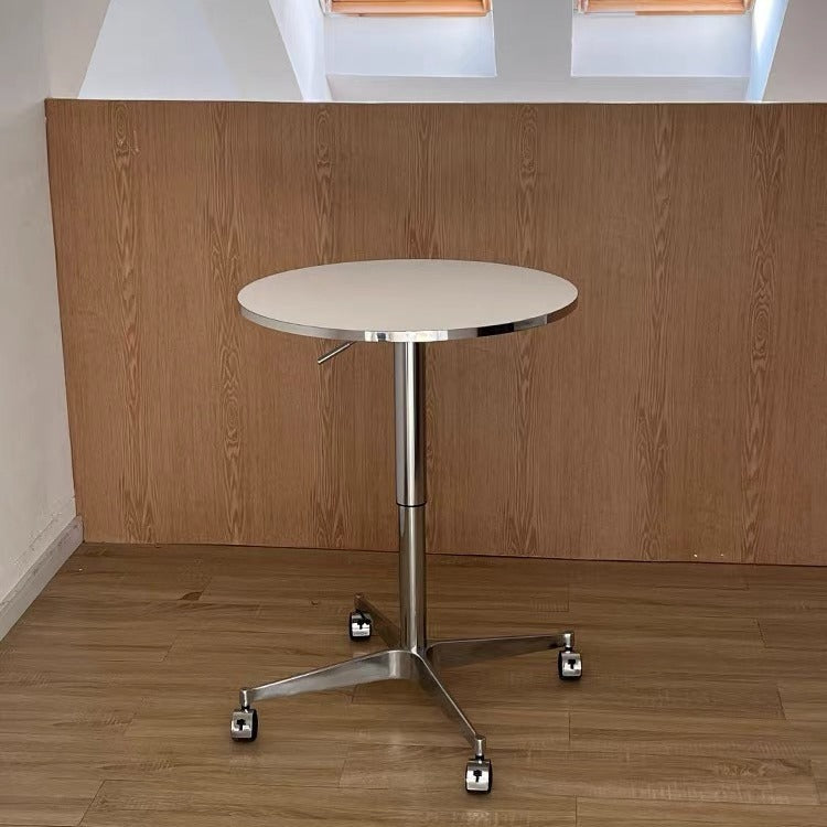 Modern Minimalist Round Oriented Strand Board Aluminum Alloy Height Adjustable Coffee Table For Living Room