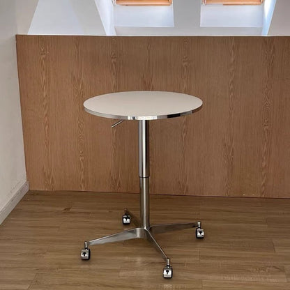 Modern Minimalist Round Oriented Strand Board Aluminum Alloy Height Adjustable Coffee Table For Living Room