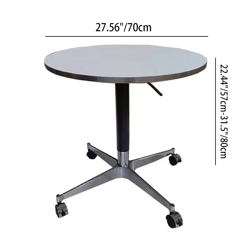 Modern Minimalist Round Oriented Strand Board Aluminum Alloy Height Adjustable Coffee Table For Living Room