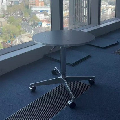 Modern Minimalist Round Oriented Strand Board Aluminum Alloy Height Adjustable Coffee Table For Living Room