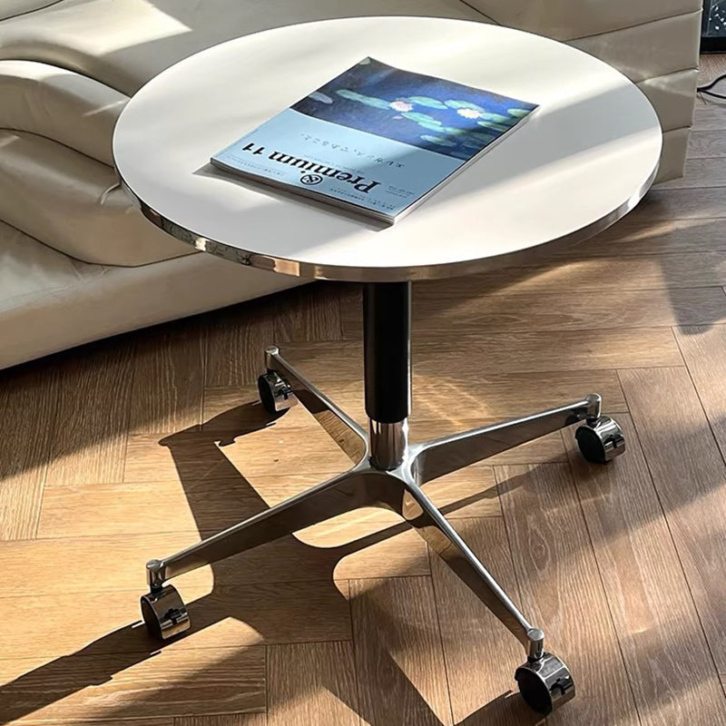 Modern Minimalist Round Oriented Strand Board Aluminum Alloy Height Adjustable Coffee Table For Living Room