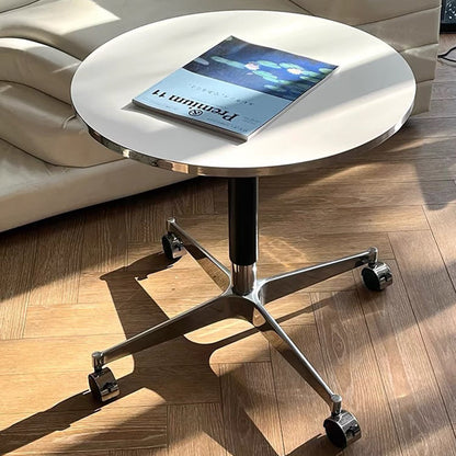Modern Minimalist Round Oriented Strand Board Aluminum Alloy Height Adjustable Coffee Table For Living Room