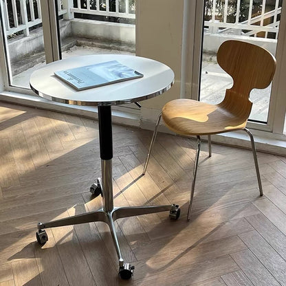 Modern Minimalist Round Oriented Strand Board Aluminum Alloy Height Adjustable Coffee Table For Living Room