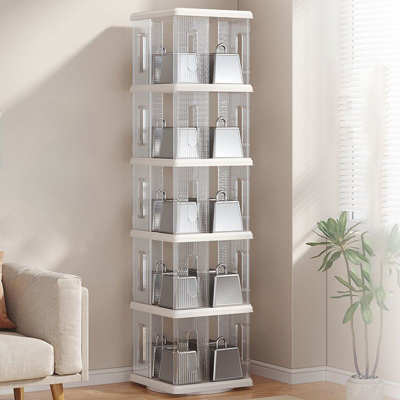 Modern Minimalist Square ABS PET Swivel Storage Cabinet 2/3/4/5-Tier For Living Room