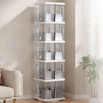 Modern Minimalist Square ABS PET Swivel Storage Cabinet 2/3/4/5-Tier For Living Room