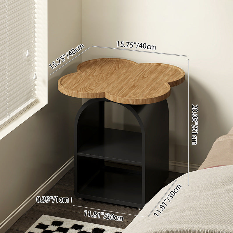 Contemporary Creative Four-leaf Shape MDF Iron Movable Nightstand 3-Tier For Bedroom