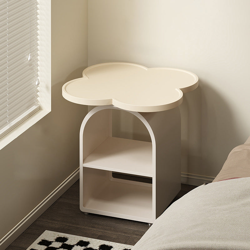 Contemporary Creative Four-leaf Shape MDF Iron Movable Nightstand 3-Tier For Bedroom