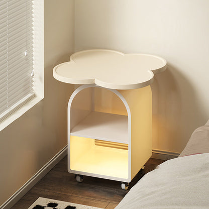Contemporary Creative Four-leaf Shape MDF Iron Movable Nightstand 3-Tier For Bedroom