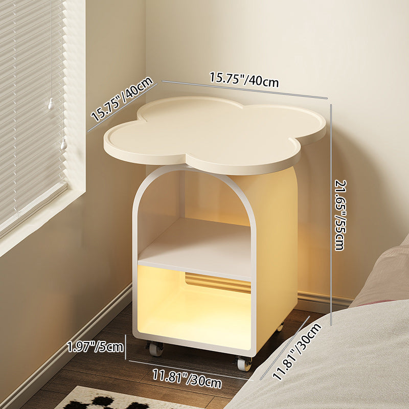 Contemporary Creative Four-leaf Shape MDF Iron Movable Nightstand 3-Tier For Bedroom
