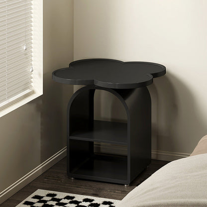 Contemporary Creative Four-leaf Shape MDF Iron Movable Nightstand 3-Tier For Bedroom
