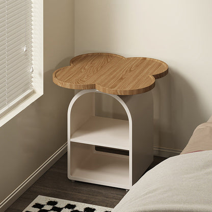 Contemporary Creative Four-leaf Shape MDF Iron Movable Nightstand 3-Tier For Bedroom