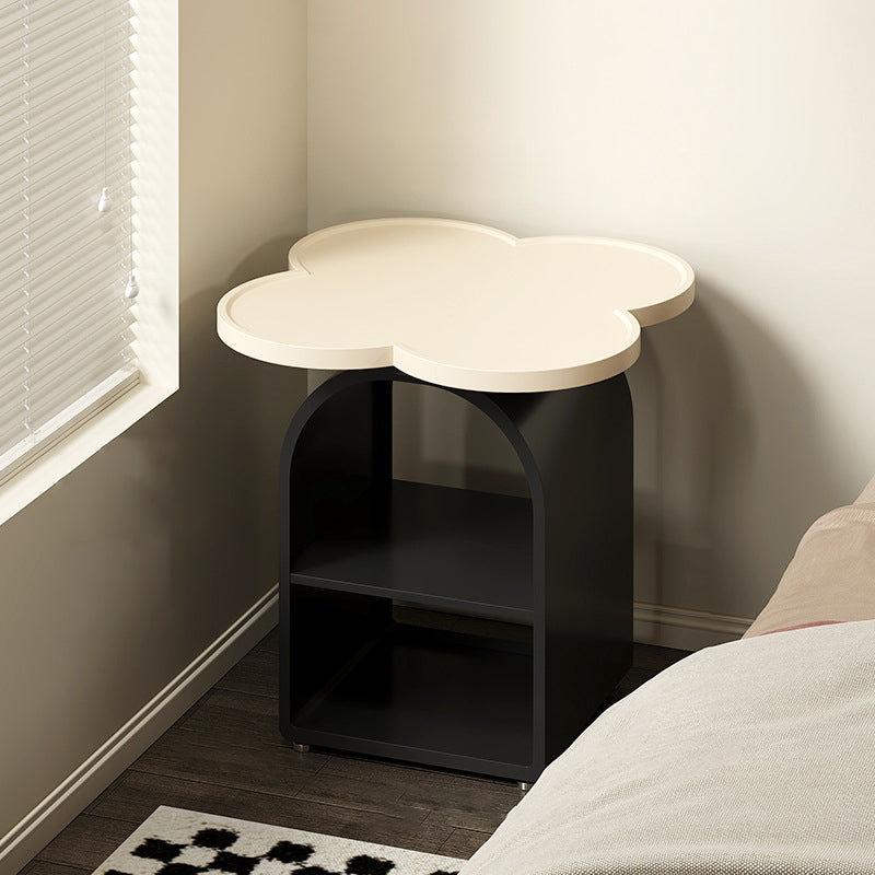 Contemporary Creative Four-leaf Shape MDF Iron Movable Nightstand 3-Tier For Bedroom