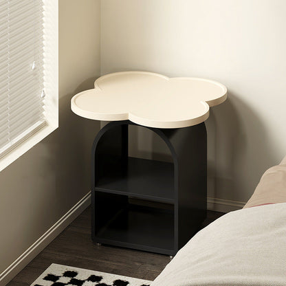 Contemporary Creative Four-leaf Shape MDF Iron Movable Nightstand 3-Tier For Bedroom