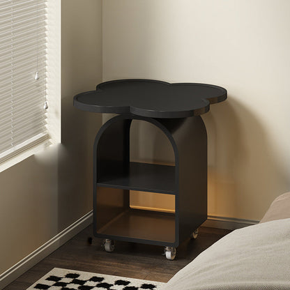 Contemporary Creative Four-leaf Shape MDF Iron Movable Nightstand 3-Tier For Bedroom