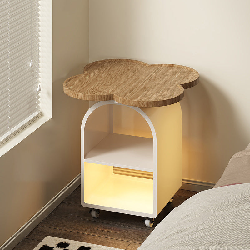 Contemporary Creative Four-leaf Shape MDF Iron Movable Nightstand 3-Tier For Bedroom