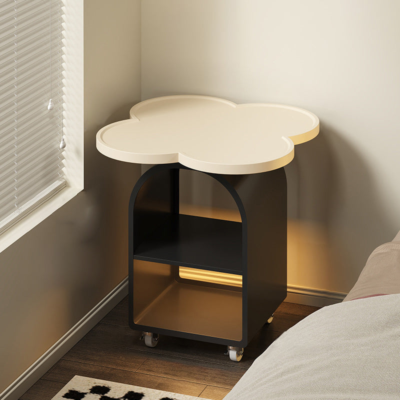 Contemporary Creative Four-leaf Shape MDF Iron Movable Nightstand 3-Tier For Bedroom