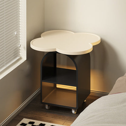 Contemporary Creative Four-leaf Shape MDF Iron Movable Nightstand 3-Tier For Bedroom