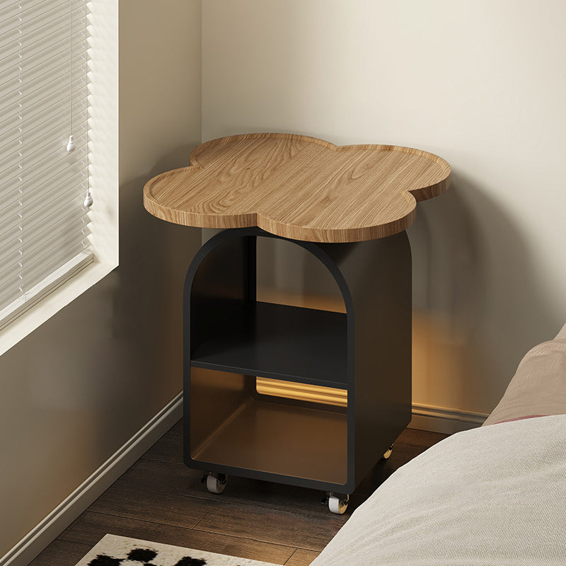 Contemporary Creative Four-leaf Shape MDF Iron Movable Nightstand 3-Tier For Bedroom