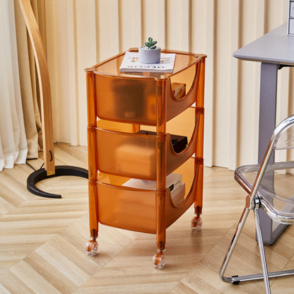 Modern Minimalist Square Rectangular PET Movable End Table 3-Tier For Living Room