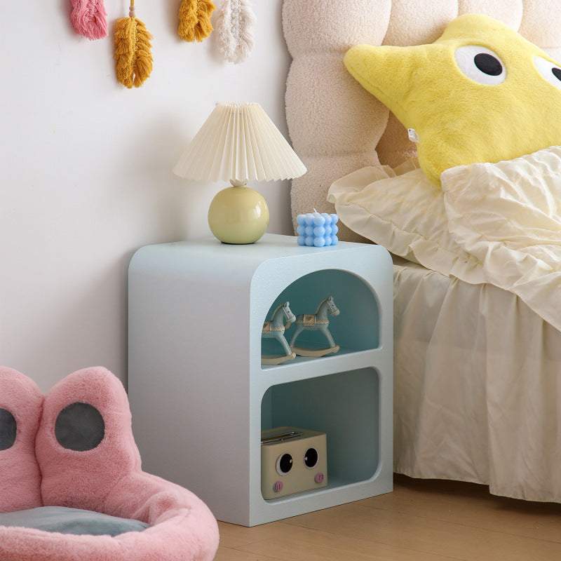 Modern Minimalist Square Rectangular MDF Nightstand 3-Tier For Bedroom