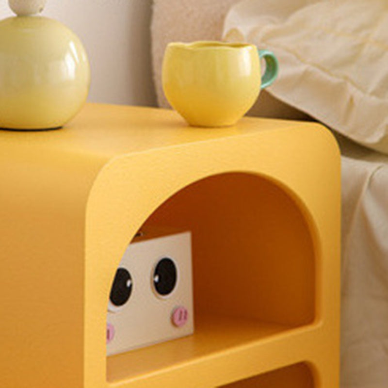 Modern Minimalist Square Rectangular MDF Nightstand 3-Tier For Bedroom
