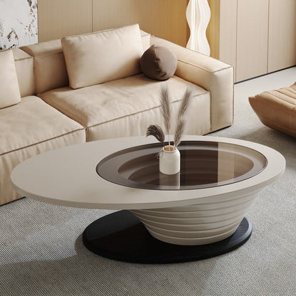 Contemporary Nordic Ellipse Glass Steel Coffee Table For Living Room