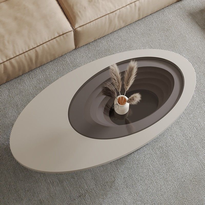Contemporary Nordic Ellipse Glass Steel Coffee Table For Living Room