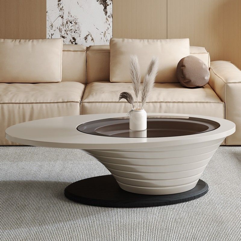 Contemporary Nordic Ellipse Glass Steel Coffee Table For Living Room