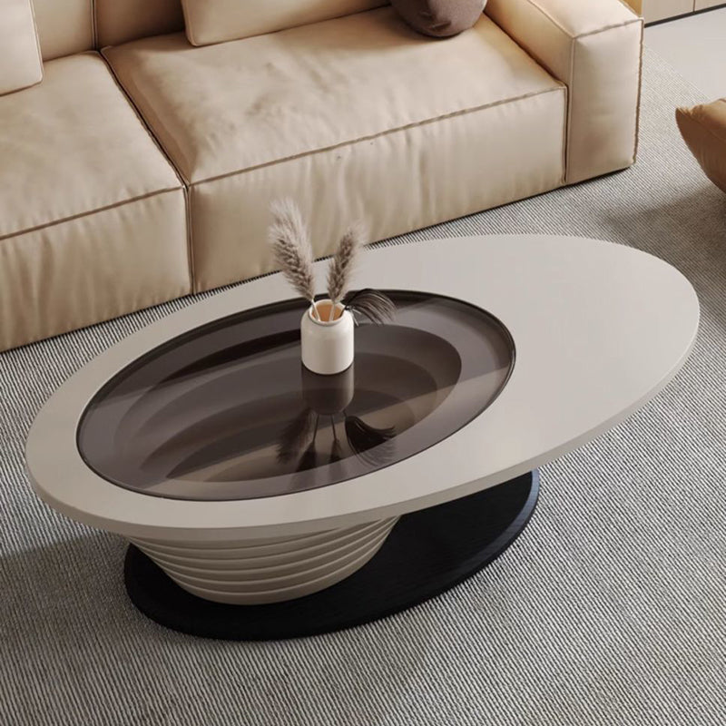 Contemporary Nordic Ellipse Glass Steel Coffee Table For Living Room
