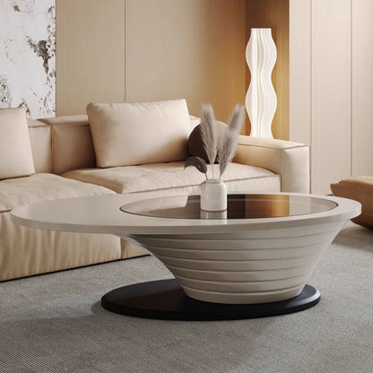 Contemporary Nordic Ellipse Glass Steel Coffee Table For Living Room