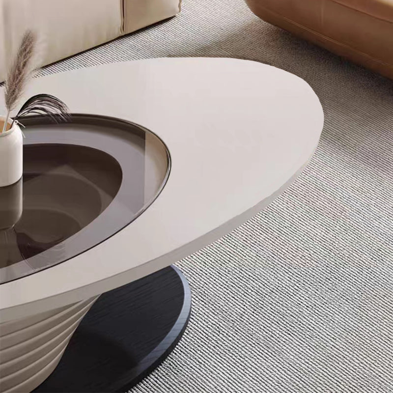 Contemporary Nordic Ellipse Glass Steel Coffee Table For Living Room