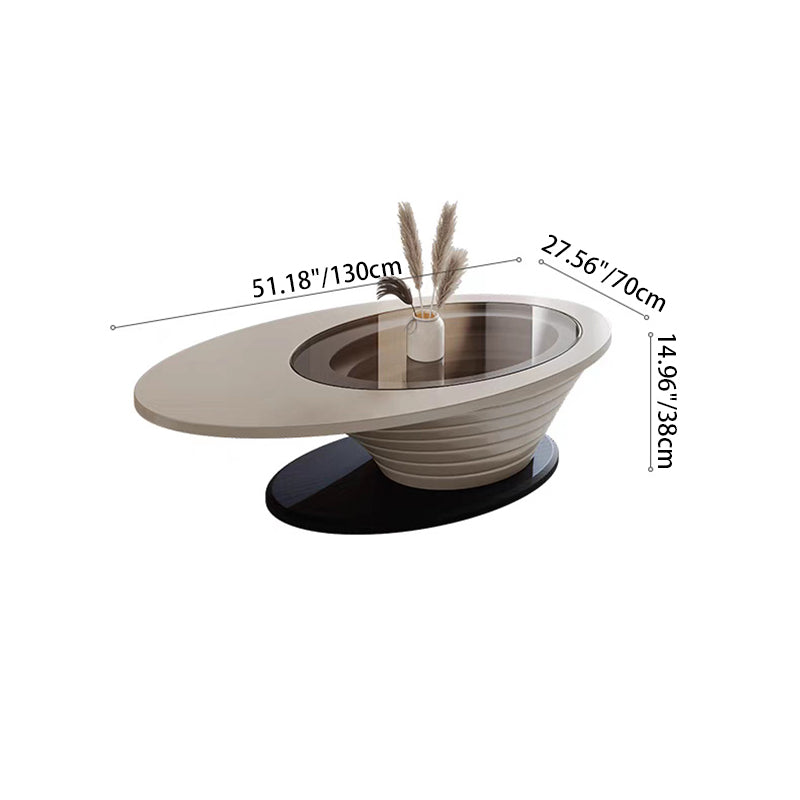 Contemporary Nordic Ellipse Glass Steel Coffee Table For Living Room