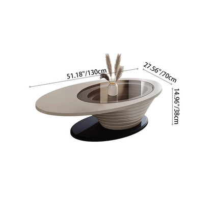 Contemporary Nordic Ellipse Glass Steel Coffee Table For Living Room