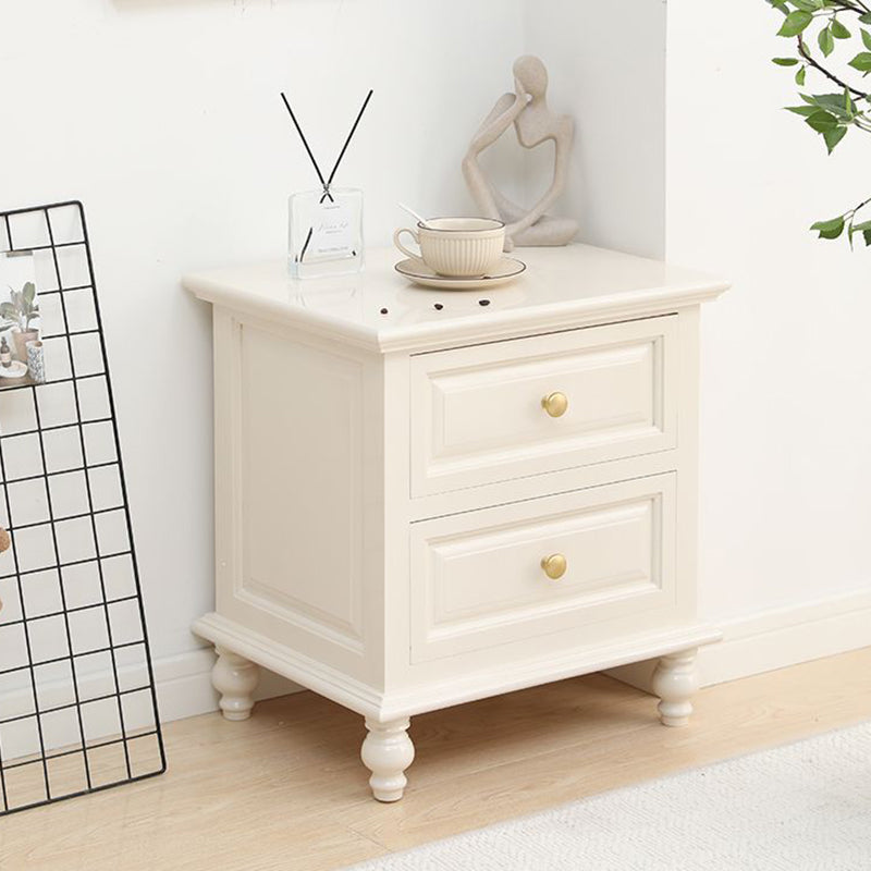 Contemporary Nordic Square Rectangular Paulownia Wood Pine Wood Nightstand 2-Drawer For Bedroom