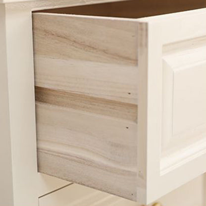 Contemporary Nordic Square Rectangular Paulownia Wood Pine Wood Nightstand 2-Drawer For Bedroom