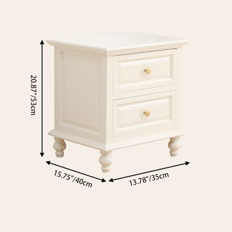 Contemporary Nordic Square Rectangular Paulownia Wood Pine Wood Nightstand 2-Drawer For Bedroom