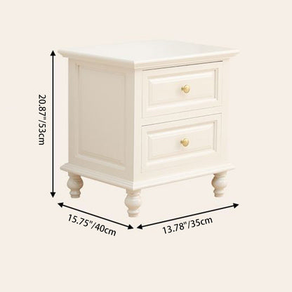 Contemporary Nordic Square Rectangular Paulownia Wood Pine Wood Nightstand 2-Drawer For Bedroom