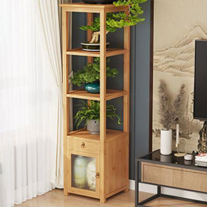 Traditional Chinese Square Nan Bamboo MDF Acrylic Display Rack 1/2/3/4-Tier For Living Room