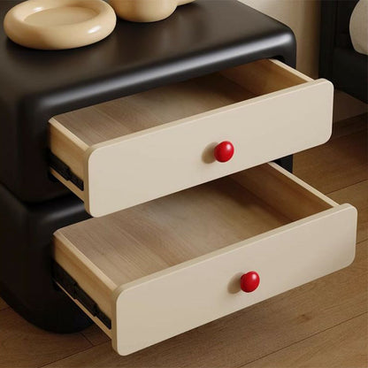 Contemporary Creative Square Rectangular Pine Wood Solid Wood Plywood Microfiber Leather Nightstand 2-Drawer For Bedroom