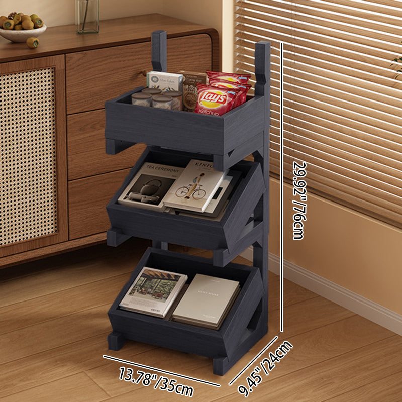 Modern Minimalist Rectangular Pine Wood Display Rack 3/4-Tier For Living Room