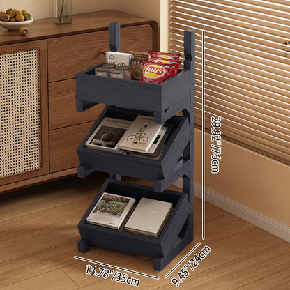 Modern Minimalist Rectangular Pine Wood Display Rack 3/4-Tier For Living Room