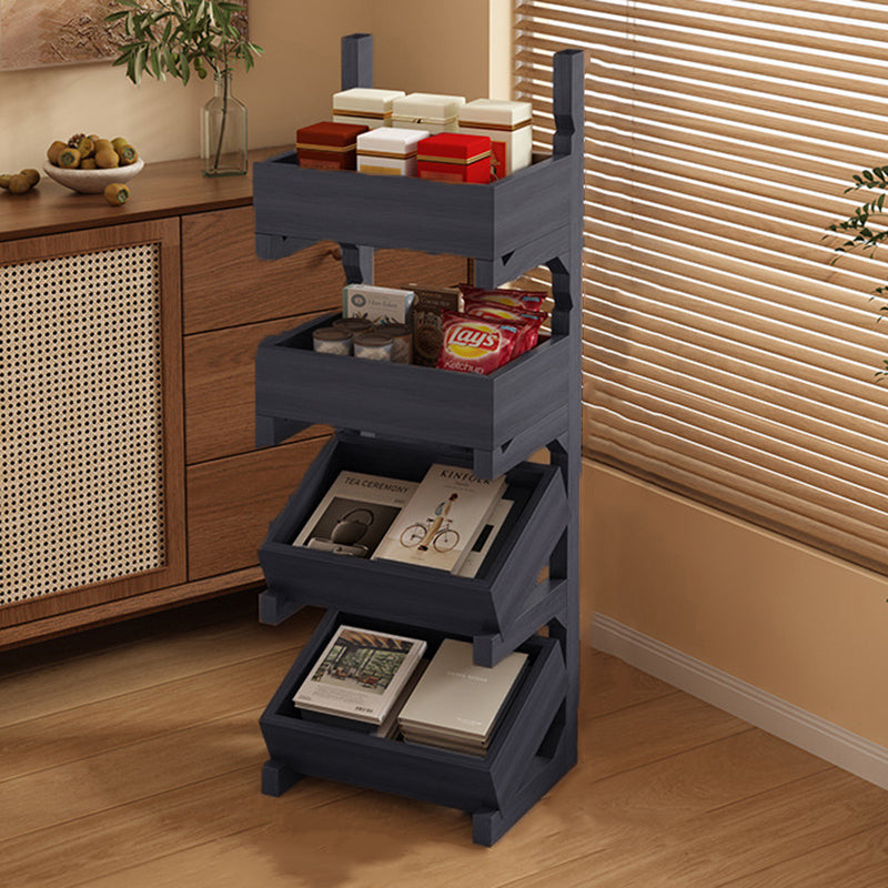 Modern Minimalist Rectangular Pine Wood Display Rack 3/4-Tier For Living Room