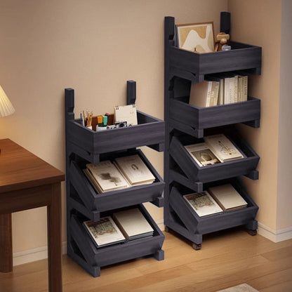 Modern Minimalist Rectangular Pine Wood Display Rack 3/4-Tier For Living Room