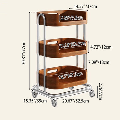 Contemporary Retro Rectangular Composite Board Plywood Carbon Steel Movable End Table 2/3-Tier For Living Room