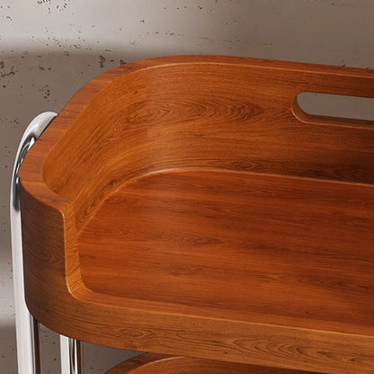 Contemporary Retro Rectangular Composite Board Plywood Carbon Steel Movable End Table 2/3-Tier For Living Room