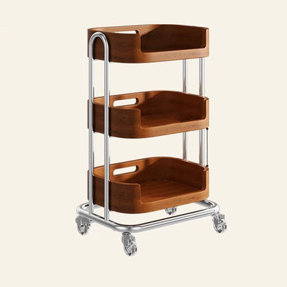 Contemporary Retro Rectangular Composite Board Plywood Carbon Steel Movable End Table 2/3-Tier For Living Room