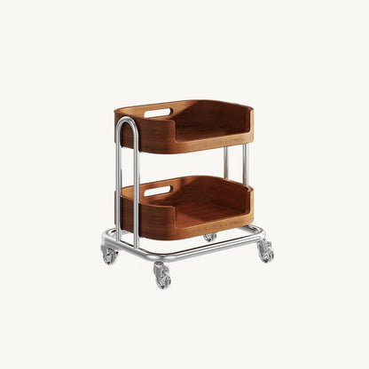 Contemporary Retro Rectangular Composite Board Plywood Carbon Steel Movable End Table 2/3-Tier For Living Room