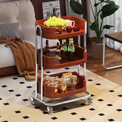 Contemporary Retro Rectangular Composite Board Plywood Carbon Steel Movable End Table 2/3-Tier For Living Room